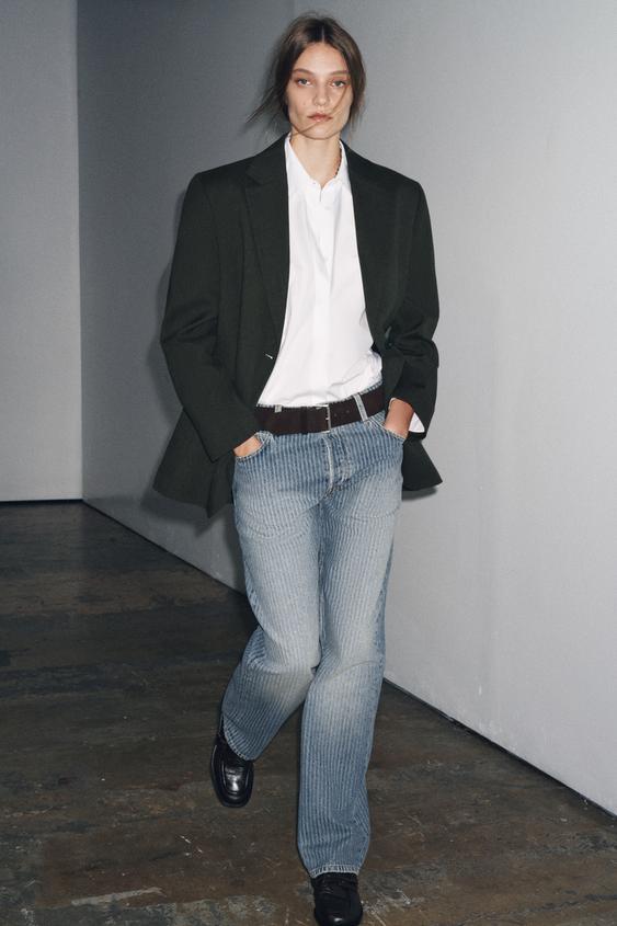 JEANS ZW COLLECTION 스트레이트 스트라이프 미드라이즈