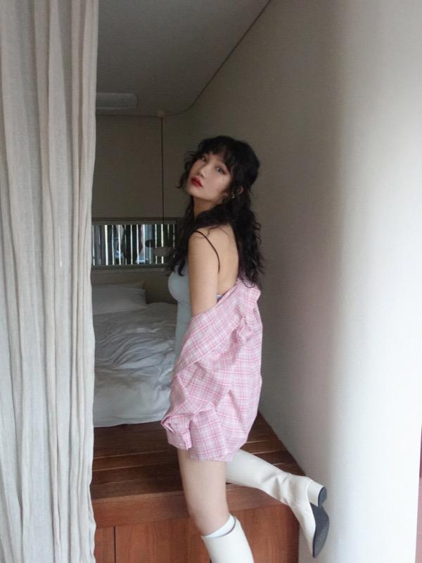 LOVING CHECK SHIRT (PINK, SKY 2COLORS!)
