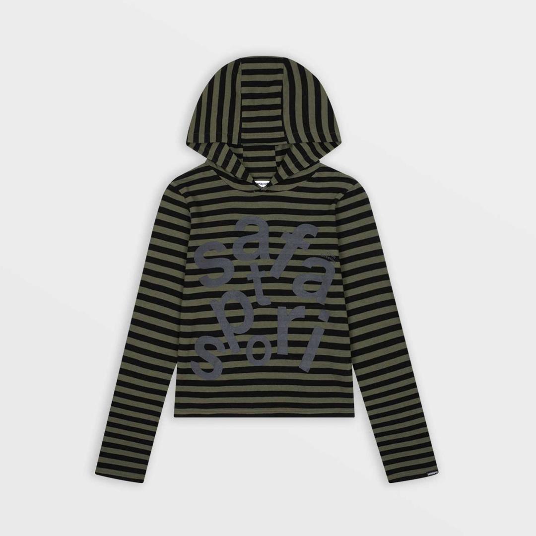1/2 Ticketing Stripe Border Hoodie (Olive)