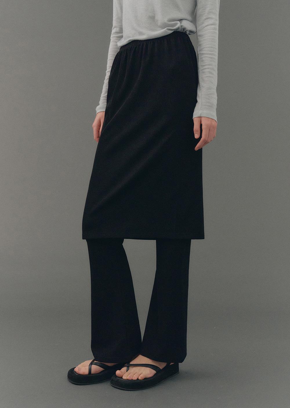 layered pants skirt (black)