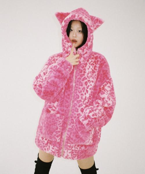 고양이 레오파드 자켓 - 핑크