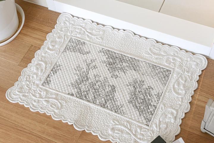 배스매트 뜨왈드주이 아이보리, 고급 프렌치 욕실 발매트 50x70cm