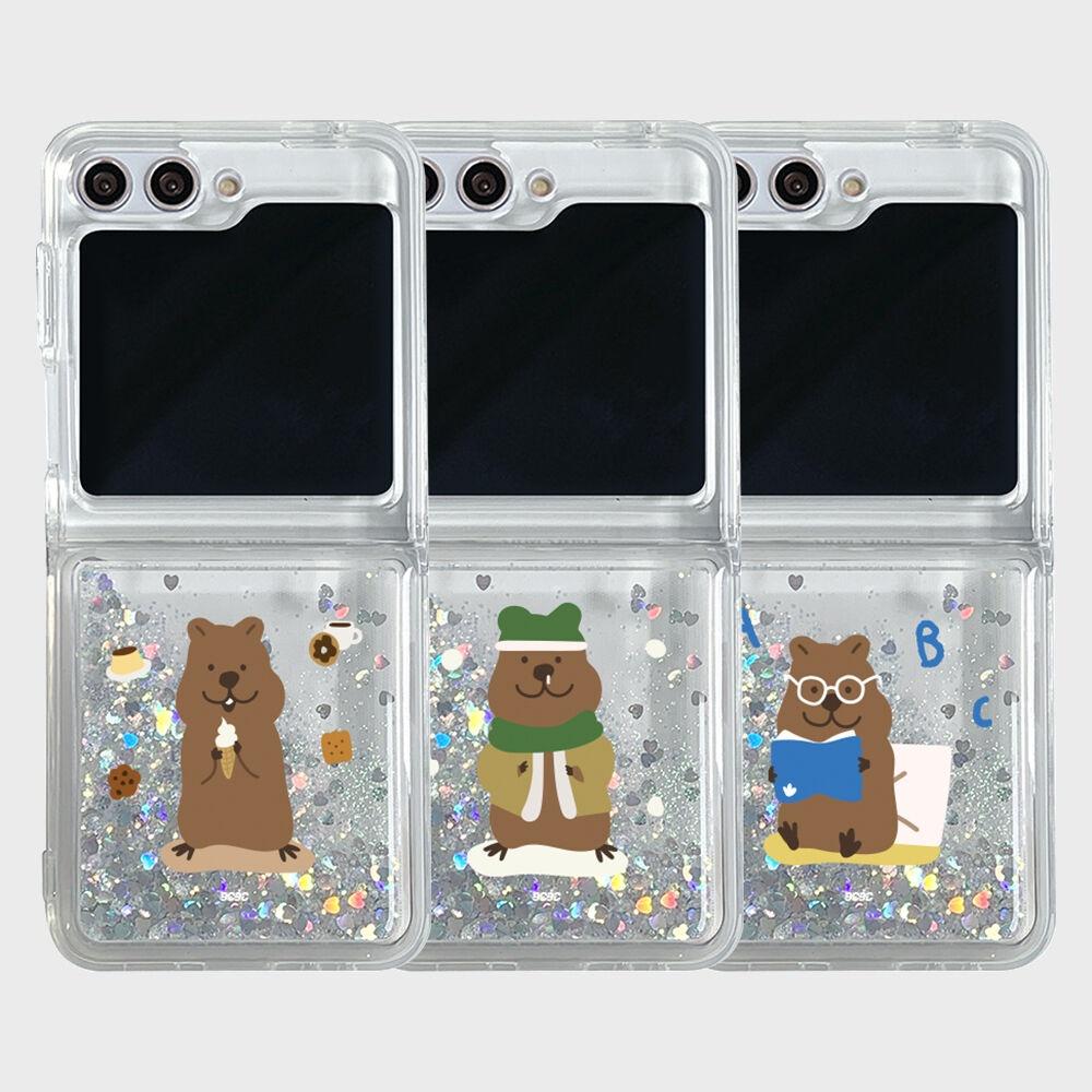 9C9C 행복한 쿼카 글리터케이스 갤럭시 Z 플립 5