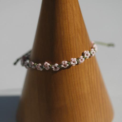 투톤핑크 플라워 마크라메 린하시타 꽃 매듭팔찌