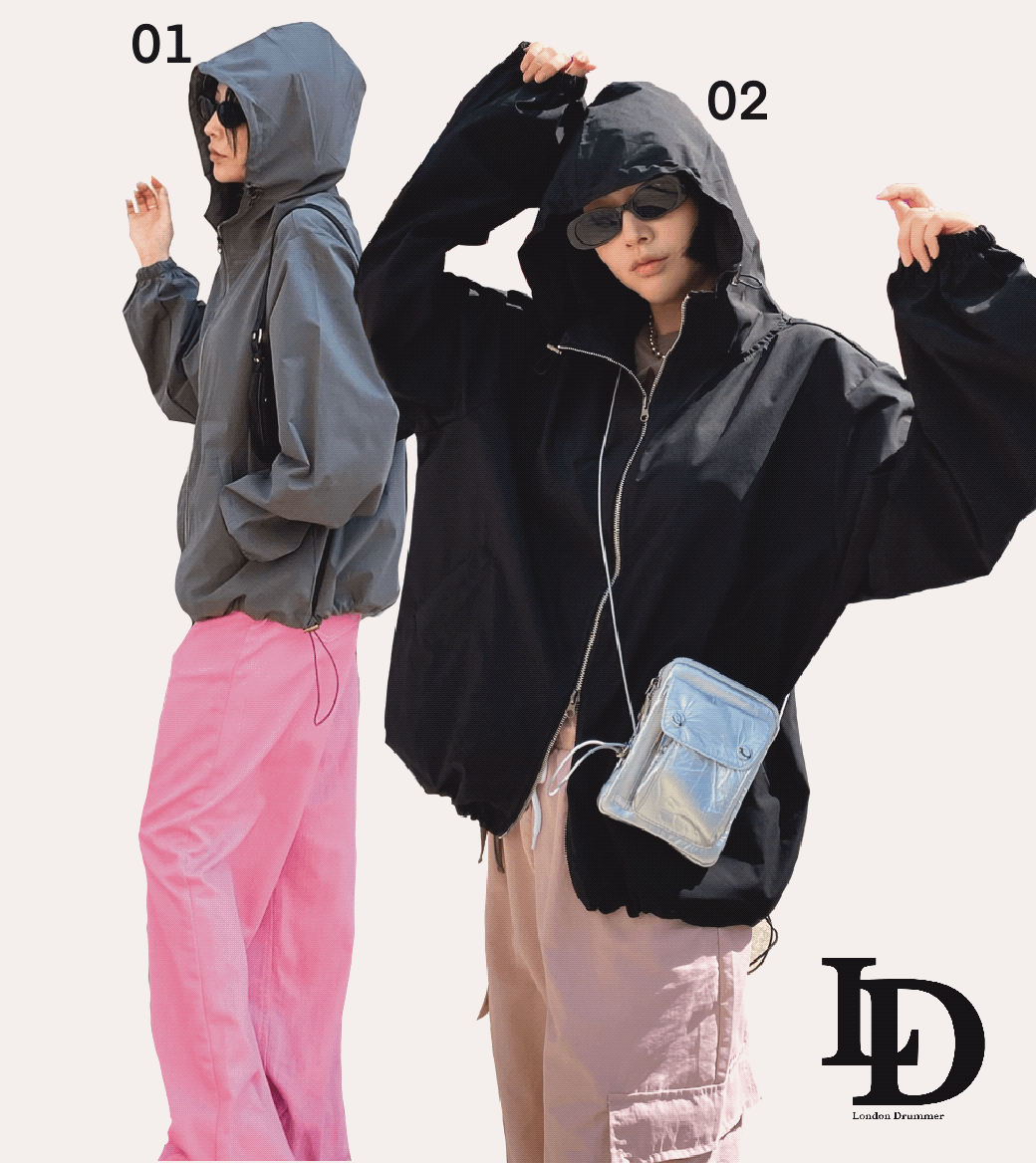 오버핏 스트링 후드 바람막이 윈드자켓