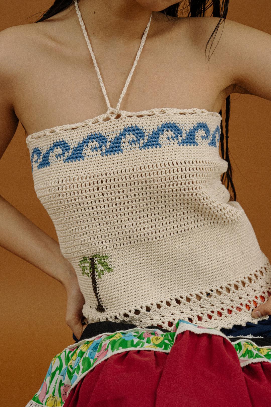 PALM TREE WAVE TWO-WAY KNIT