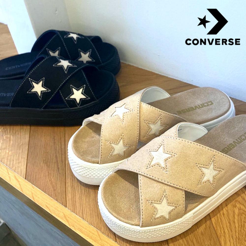 일본 컨버스 키높이 슬리퍼 플랫폼 샌들 크로스벨트 블랙 베이지 2컬러