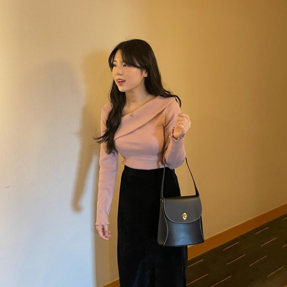 [기모] 츄이 사이드랩 긴팔 니트 티셔츠 (4 color)