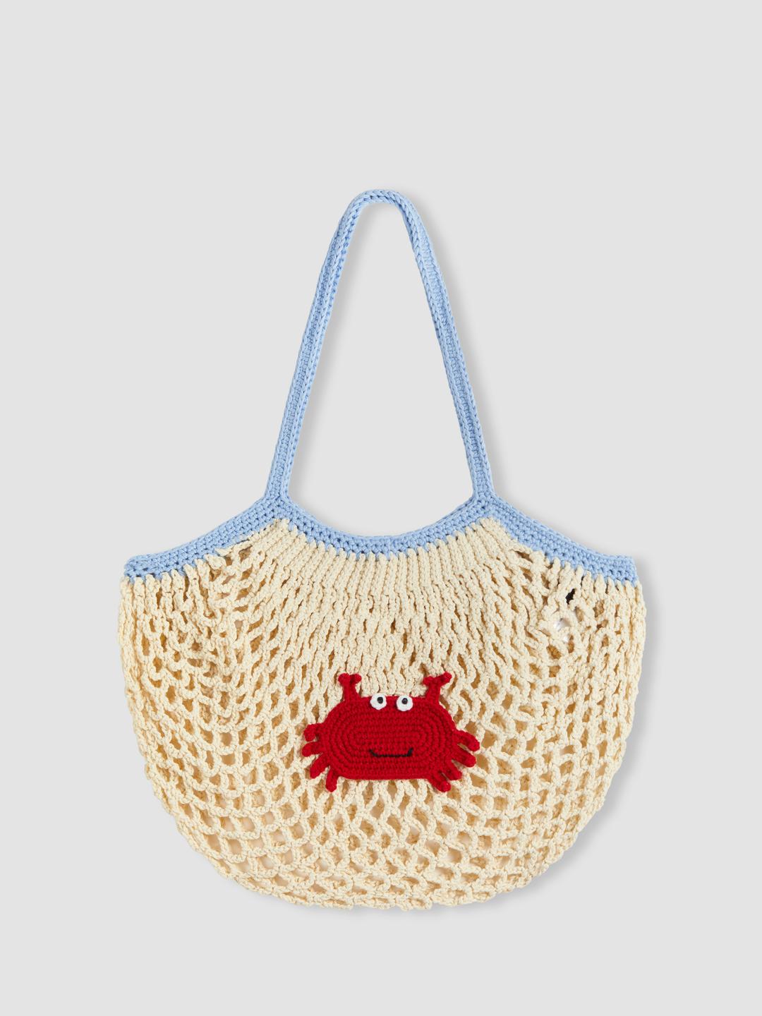 TWO-TONE CRAB WOVEN SHOULDER BAG