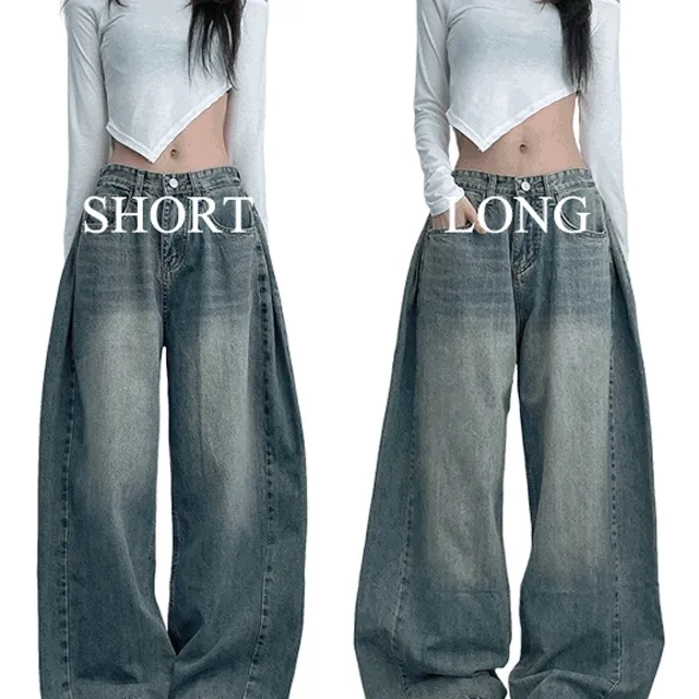 [왕벌룬핏!/숏,롱/S~XL] 옆핀턱 왕오버 벌룬 와이드핏 데님 팬츠