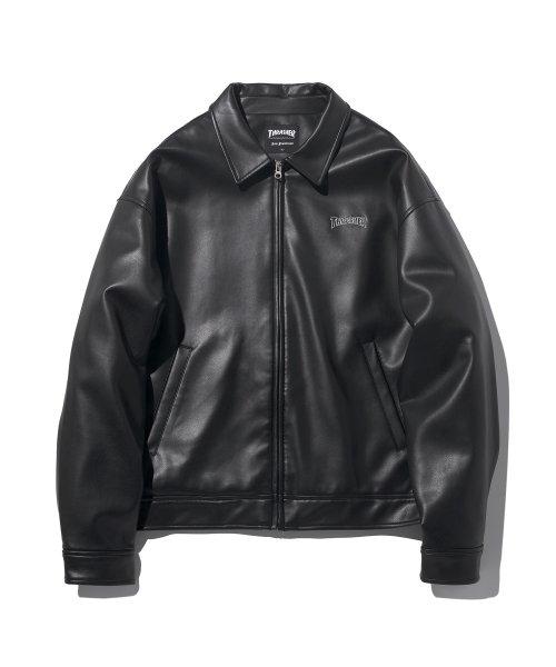 매거진 비건 레더 자켓 블랙