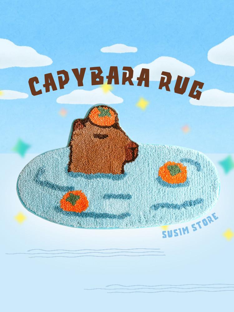 수심 Capybara Bath Rug 카피바라 러그 욕실 카펫 집 유니크 주방 침실
