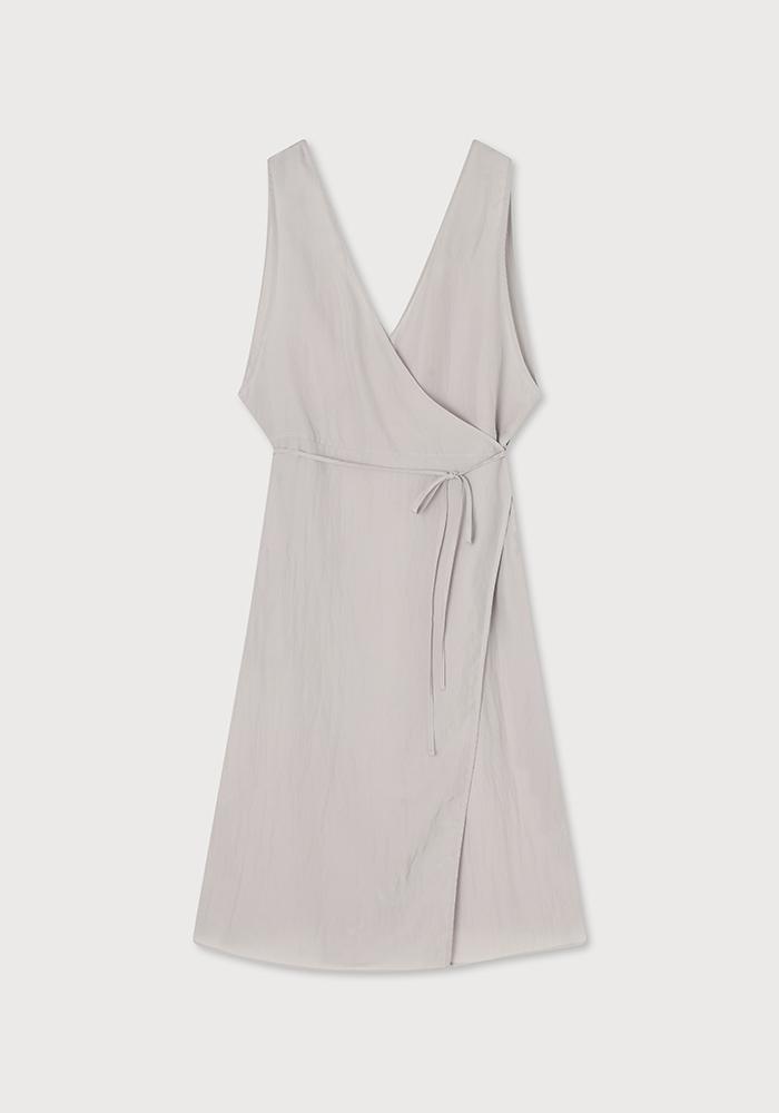 LAYERED SILKY LONG WRAP DRESS