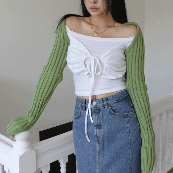 피아 골지 볼레로 가디건