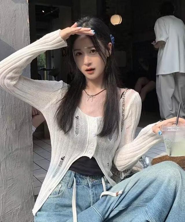 큐티팝 💛여리핏 롱 니트 시스루 가디건 (2color)💛 // 밋밋한 데일리룩에 포인트가 되어주는 유니크 가디건 데일리룩 유니크룩😍 (MK-5036)