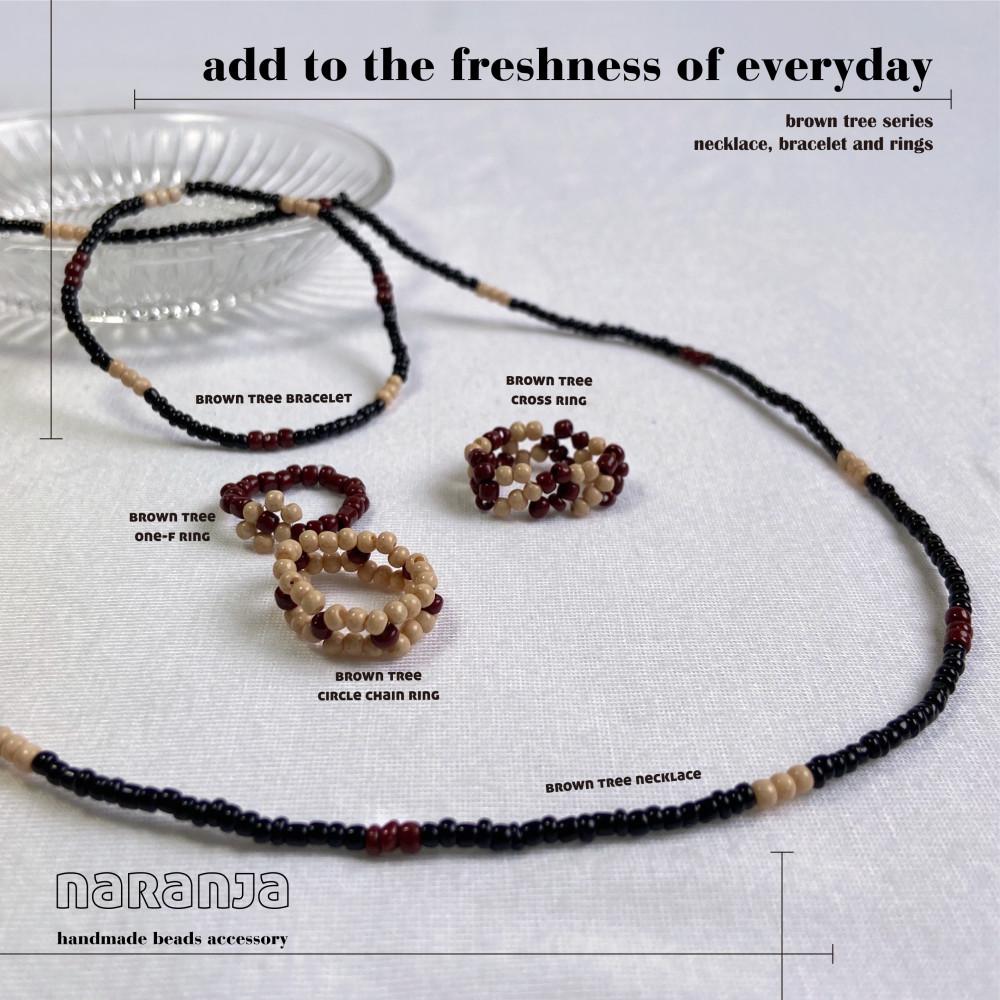 [나랑하] 브라운트리 심플 비즈반지 brown tree beads simple ring