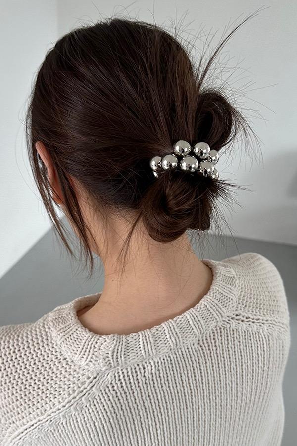 big ball hair strap - silver