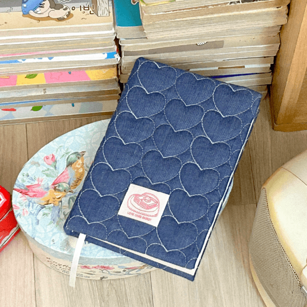 denim heart cake diary