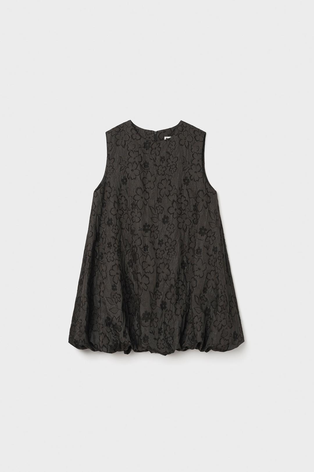 JAQUARD BALLOON MINI DRESS (BROWN)