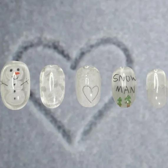 snowman 겨울 눈사람 드로잉 수제 네일팁