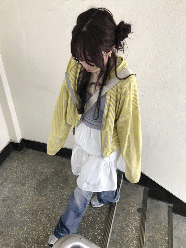 metallic stripe zip-up (3color)