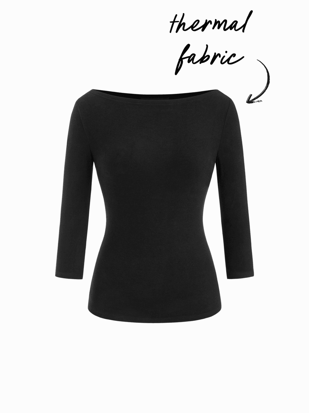 Cotton-blend Boat Neck Mid-length Sleeve Top