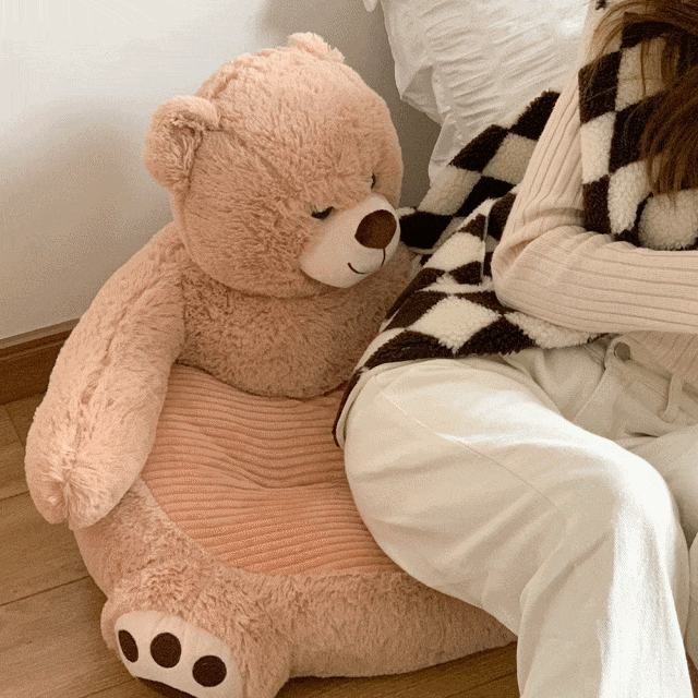 (얼리버드반짝특가) 백허그미 베어 미니쇼파 쿠션방석 일체형 등받이 인형쿠션 인형방석 좌식방석 의자방석 침대방석