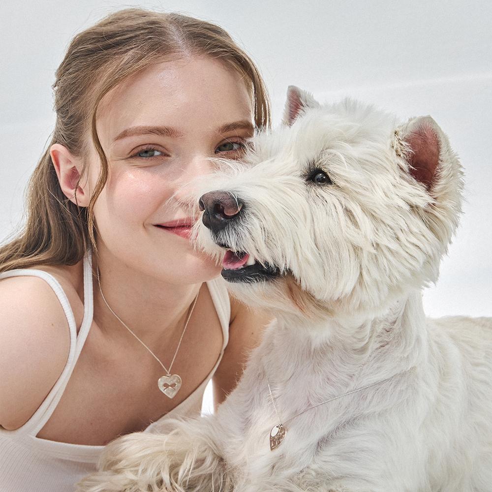 [silver 925] Ribbon Heart Necklace (2set) - 실버 라인