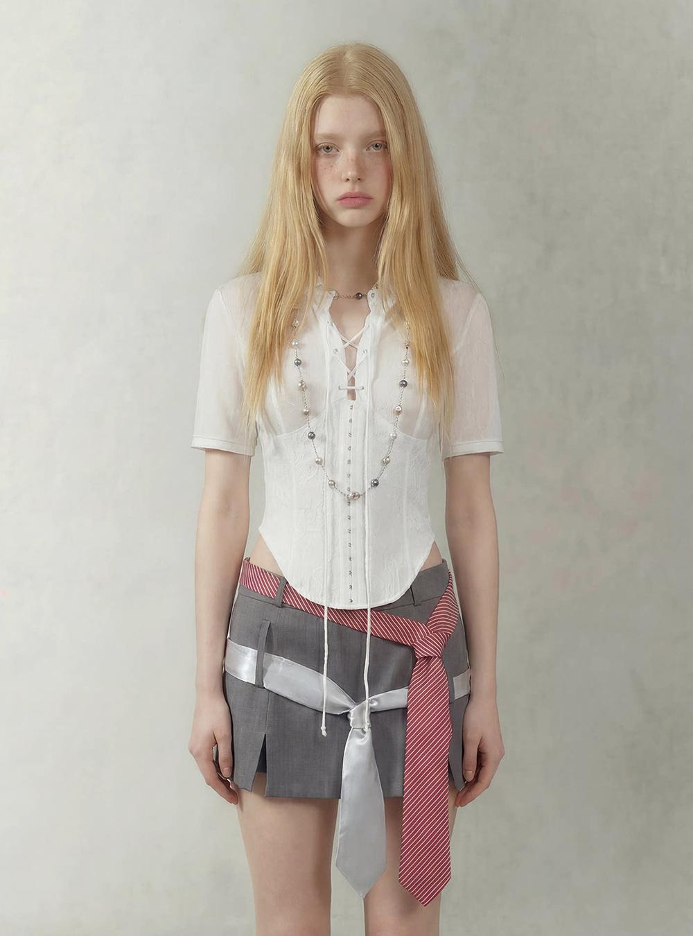 Ivory Lace-Up Corset Top