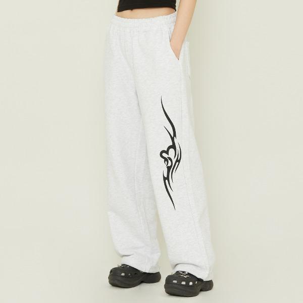 HEART TRIBAL SWEAT PANTS_MELANGE GREY