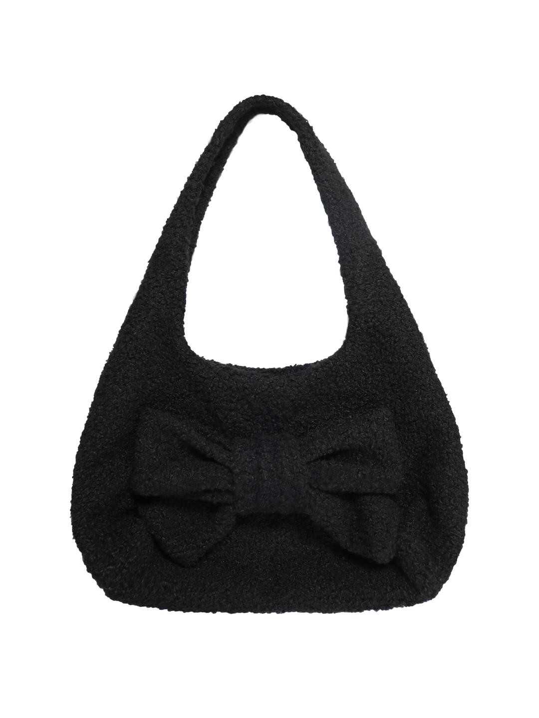 RIBBON FLUFFY SHOULDER BAG [BLACK]_12/23 부터 순차 발송