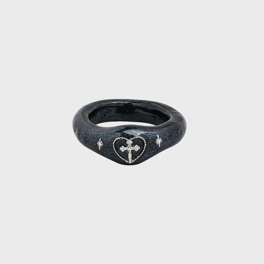 crucifix heart ring