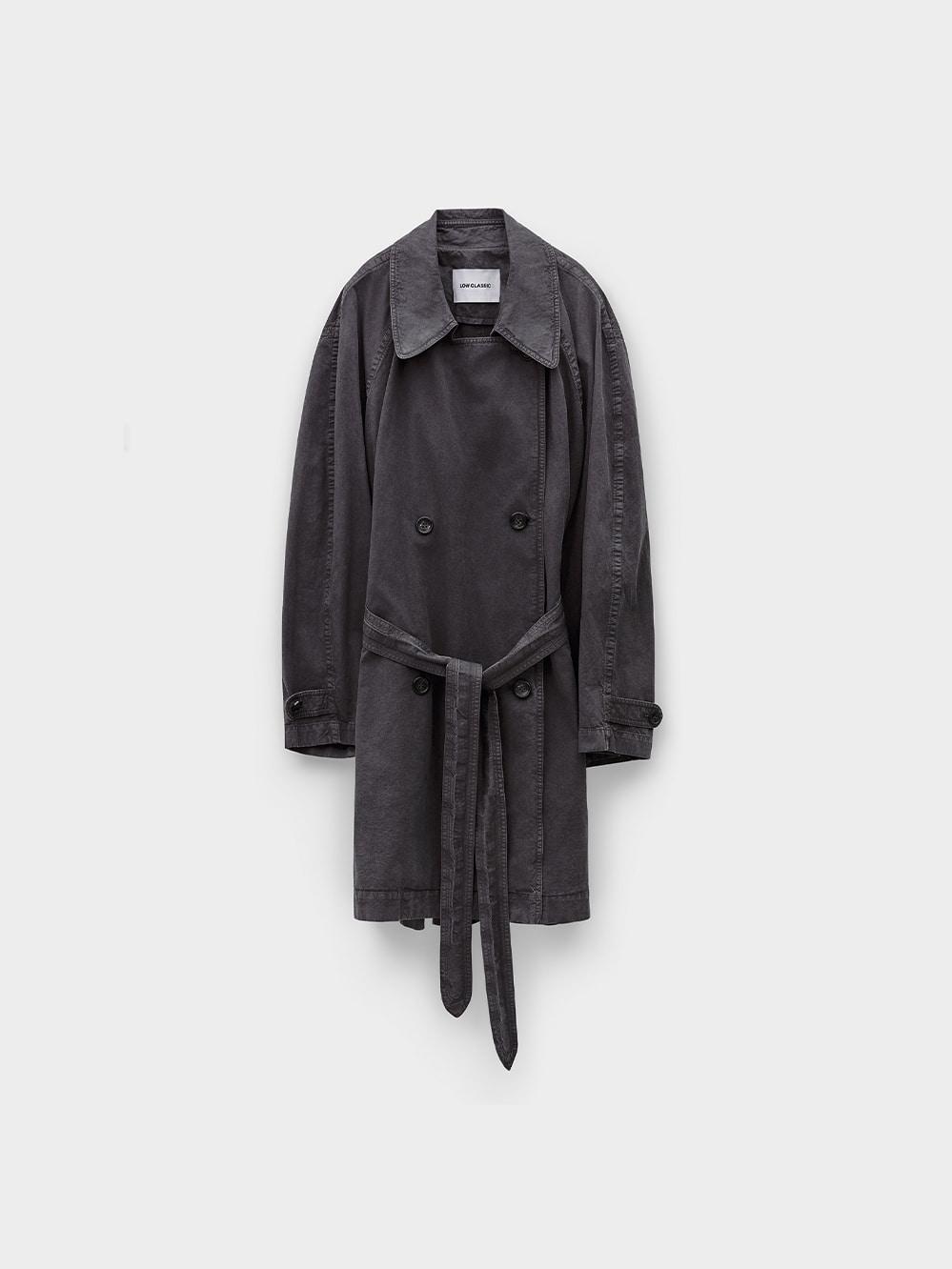 Pigment Washed Half Trench Coat_Charcoal