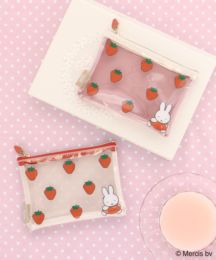 【楽天市場】【メール便対応】Miffy ミッフィー グッズ ポーチ 小物入れ レディース クリア 透明 いちご 苺 イチゴ 柄 おしゃれ かわいい ギフト ミッフィーいちごクリアミニフラットポーチ ブルーブルーエ bleubleuet：Bleu Bleuet ブルーブルーエ
