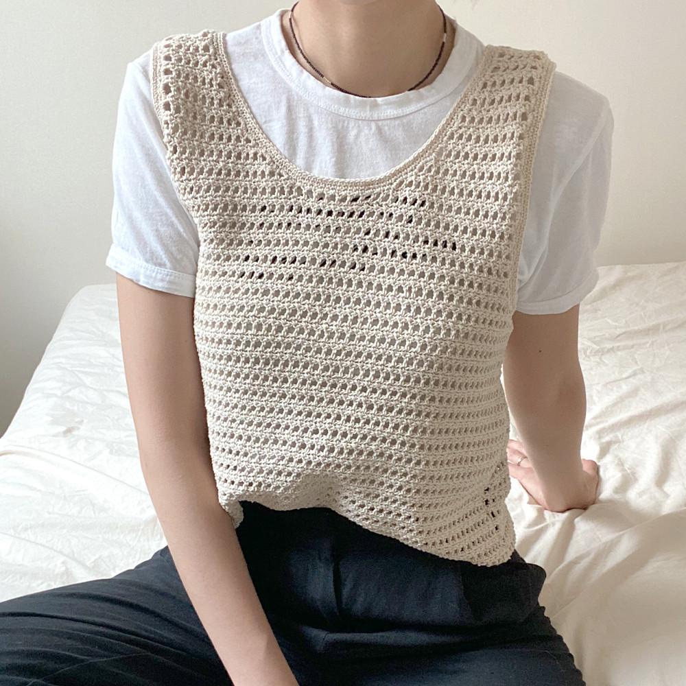 DIY키트 라이크코튼 베스트 코바늘 옷 뜨기- 순면 베스트 니트조끼 나시 뷔스티에 손뜨개 뜨개질 집콕취미
