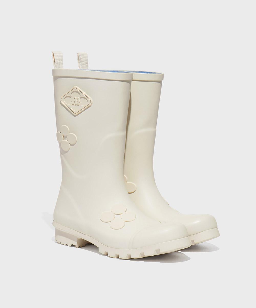 [06.11런칭][X MINJUKIM] FLORAL PATCH RAINBOOTS SHORT - IVORY