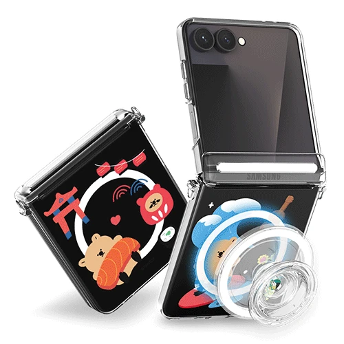 [TC] 오토 힌지 마그네틱 클리어 하드 케이스(맥세이프 호환) [쿼카 여행] Z플립7 7FE 6 5