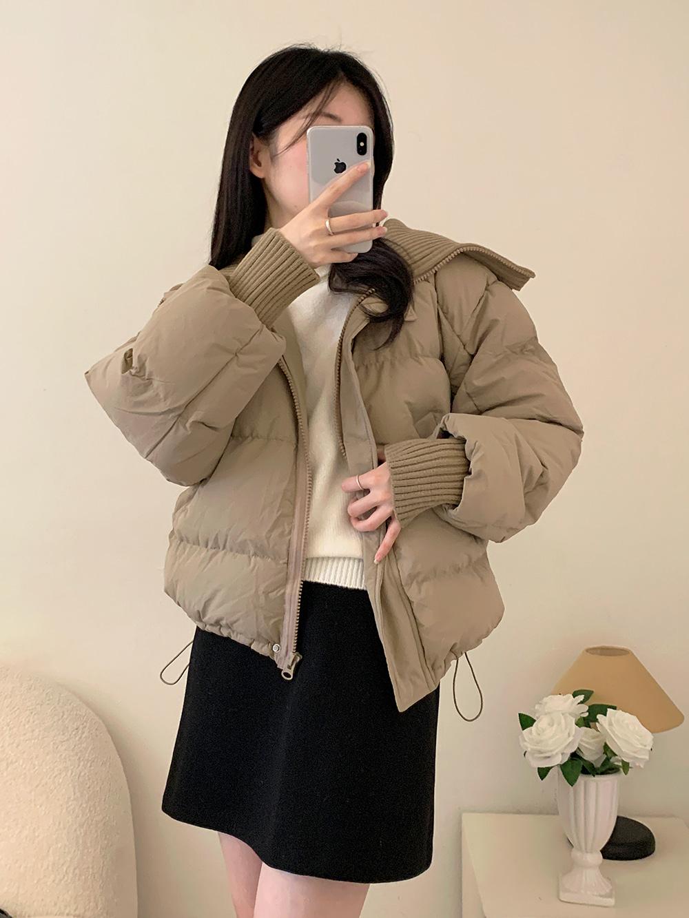 모아 니트 숏 패딩