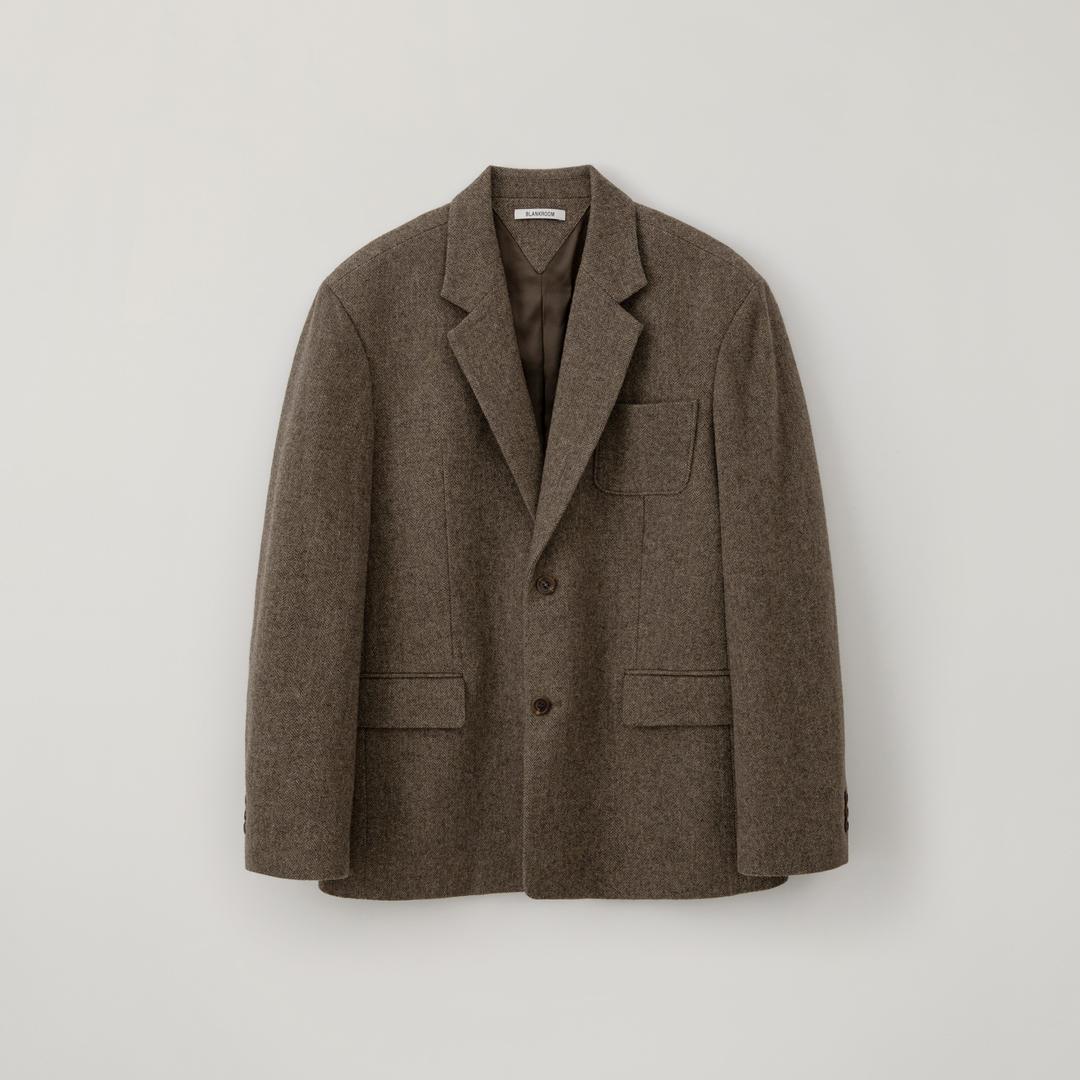 TAILORED WOOL JACKET_BROWN