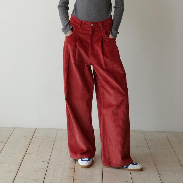 Corduroy Wide Pants (Brick Red)