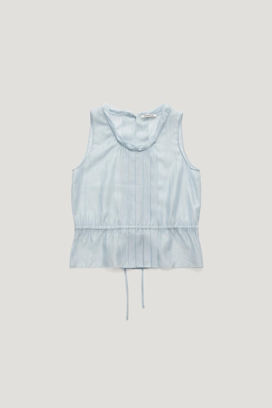 CECILA SHEER PIN-TUCK BLOUSE_AQUAMARINE / ₩144,000