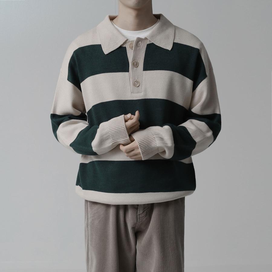 아이다큐 카라 헨리넥 단가라 니트 (4Color)