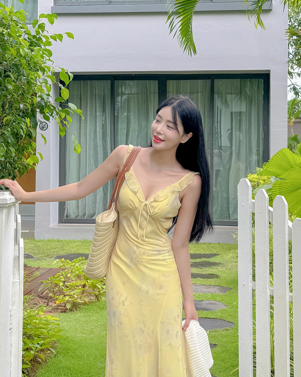 율라 프릴 플라워 리본 나시 원피스