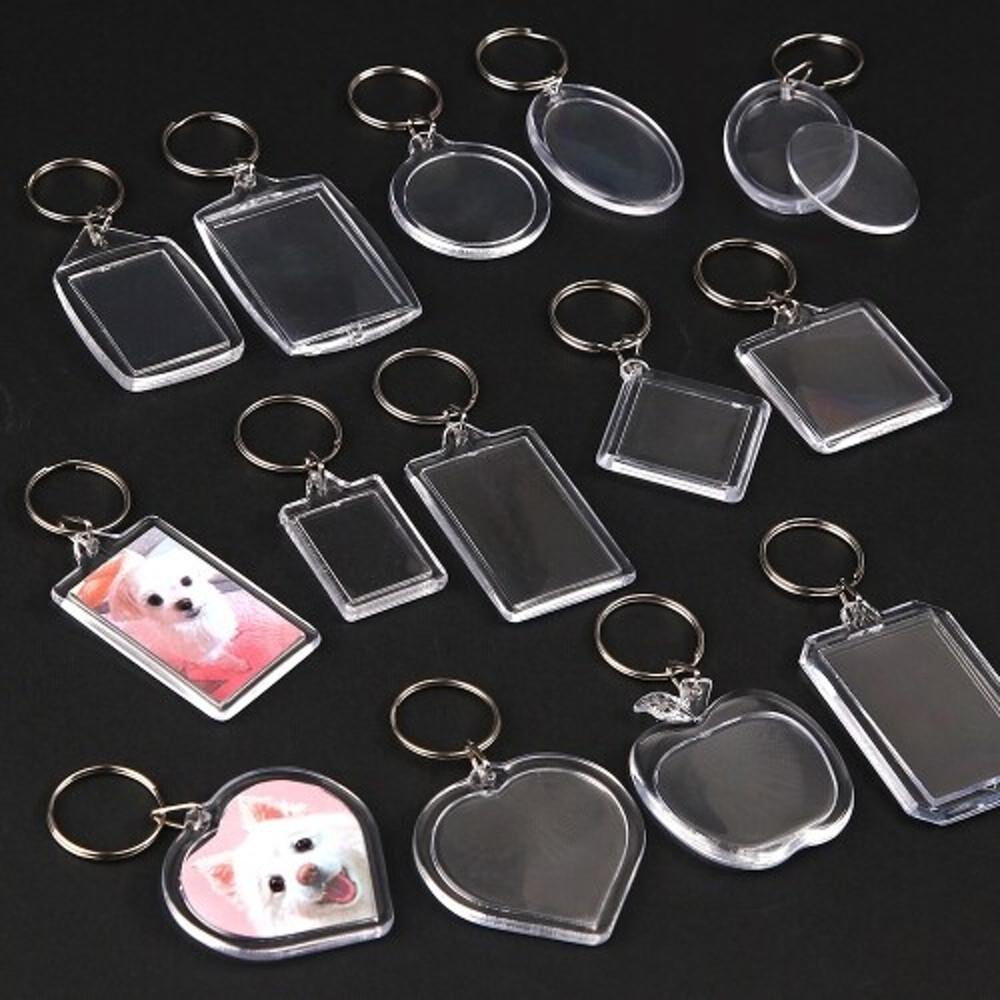 파스텔클레이 투명 아크릴 모양 사진 액자 열쇠고리 키링 2개입