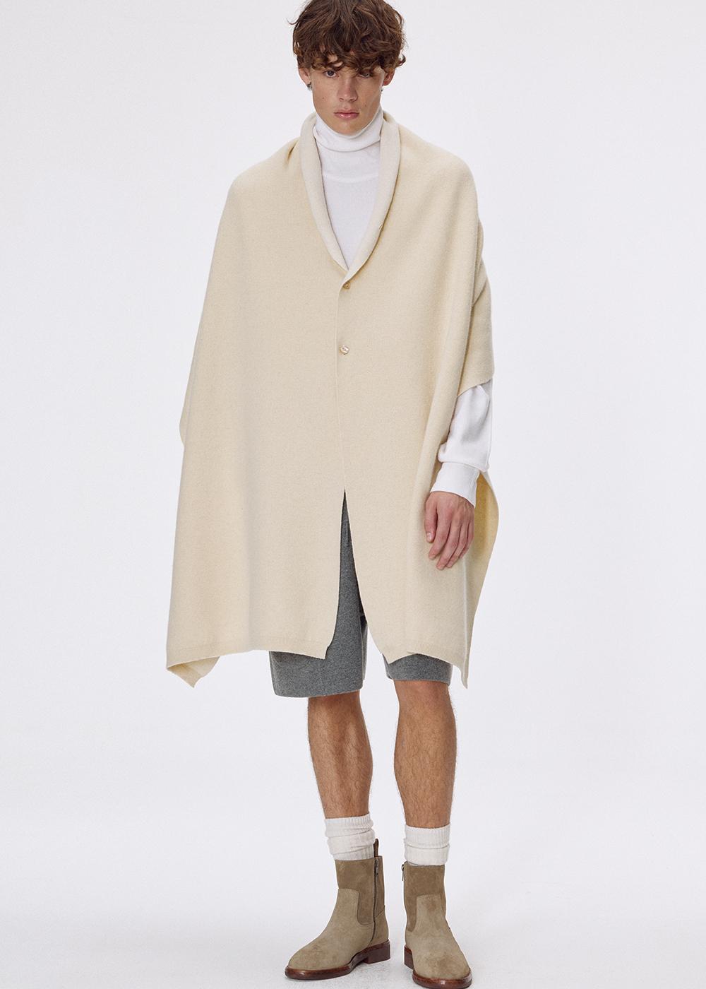 Airy wool multiway stole_Butter