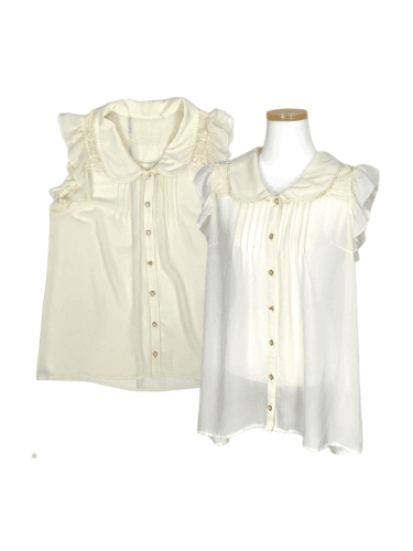 ivory frill lace sleeveless blouse