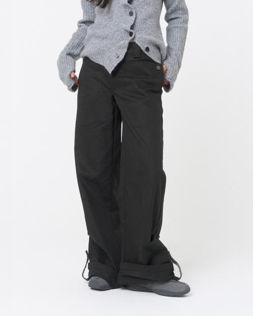 Flap layered wide pants BLACK