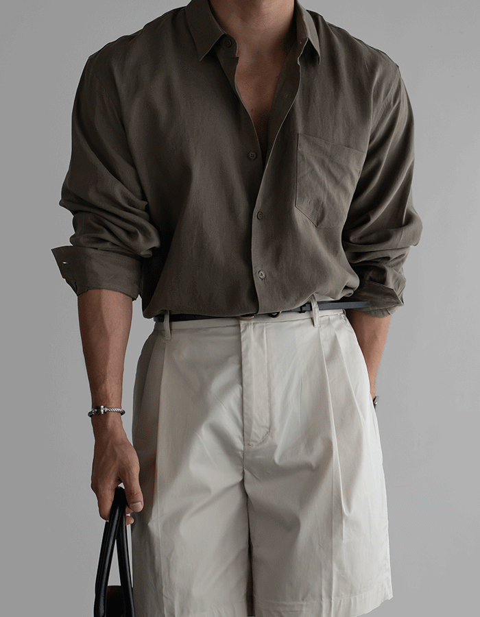 레이 린넨 포켓 셔츠