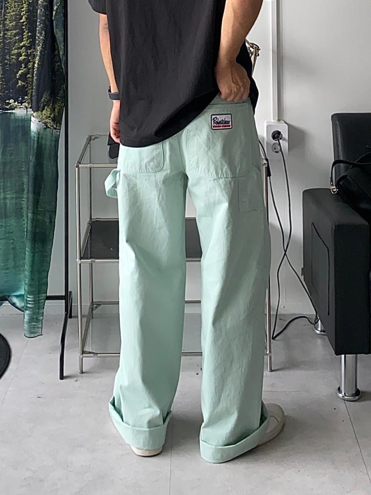 패치 카펜더 와이드 팬츠 (4color) - 그룸 남자 여자 민트 면바지