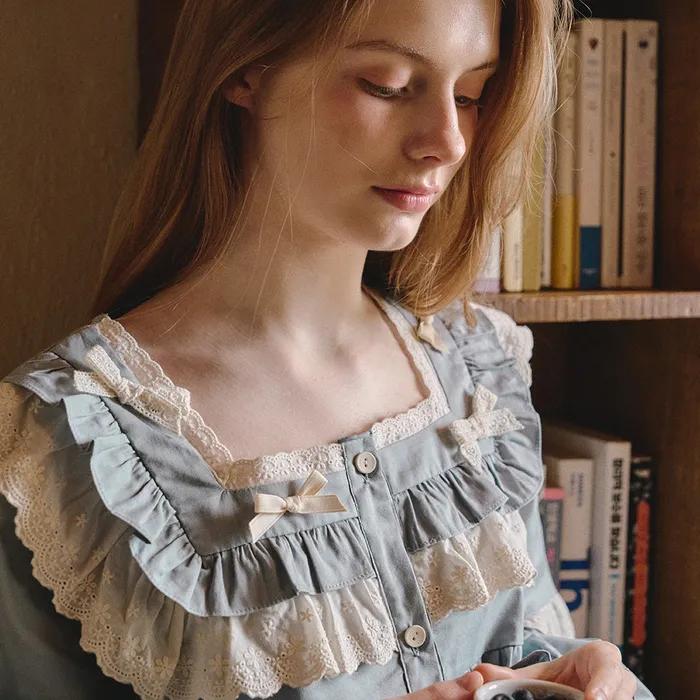 메디나 긴팔 투피스 스카이블루 (30수)